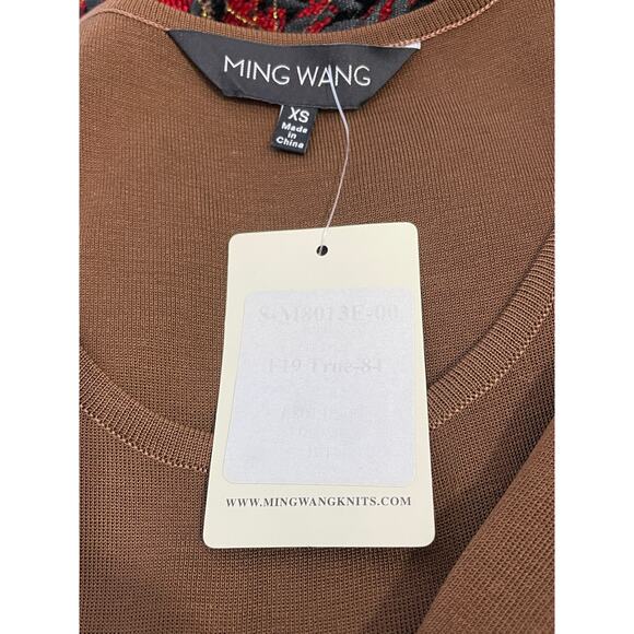 Ming Wang Dress XS Brown Stretch Knit Sleeveless Minimalist Quiet Luxury NWT - Picture 5 of 7